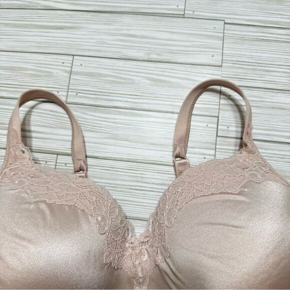PLAYTEX LINED NUDE PINK LACE TRIM BRA 44DD - Picture 2 of 9